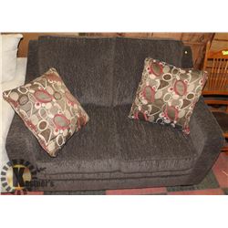 CHARCOAL GREY FABRIC LOVESEAT 55"