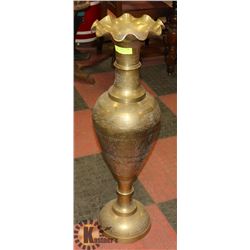 VINTAGE 3 FT. INDIAN BRASS ETCHED FLOOR VASE