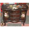 Image 1 : FLORAL PAINTED BLACK 2 DOOR 3 DRAWERS CABINET