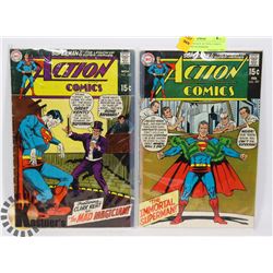 PAIR OF VINTAGE ACTION COMICS FEATURING SUPERMAN
