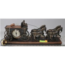 VINTAGE BRASS STAGE COACH CLOCK.