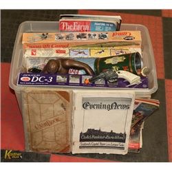 TOTE WITH TOYS, STAMPS, MODELS & COLLECTIBLES