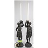 Image 1 : MALE, FEMALE BRONZE CANDLE HOLDERS 15" TALL