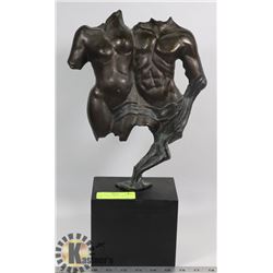 MALE, FEMALE BRONZE BUSTS 17" TALL