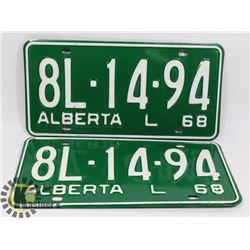 PAIR OF NEW OLD STOCK VINTAGE LICENSE PLATES 1968