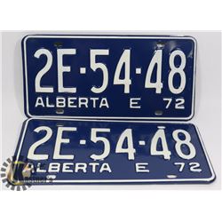 PAIR OF NEW OLD STOCK VINTAGE LICENSE PLATES 1972