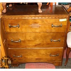 ANTIQUE 3 DRAWER DRESSER WITH BRASS LIKE