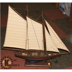 SMALL WOOD BOTTLE SHIP