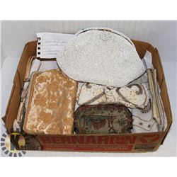 BOX OF ASSORTED BEADED BAGS INCL CUBAN,