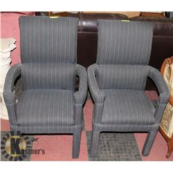 PAIR OF BLACK, GREEN & RED STRIPED ACCENT ARM