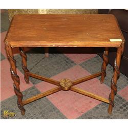 ANTIQUE CARVED WOOD SIDE TABLE W/ A COILED SNAKE