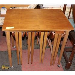 MID CENTURY TEAK NESTING TABLES 5 PIECES