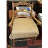 Image 1 : ANTIQUE CARVED WOOD ARM CHAIR.