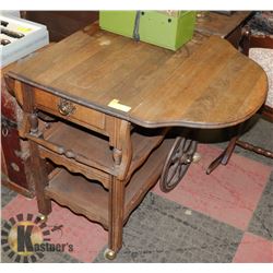 ANTIQUE KING COLONIAL MAHOGANY TEA CART