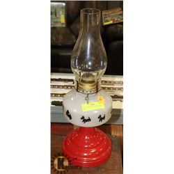 ANTIQUE MILK GLASS OIL LAMP 18" TALL