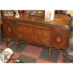 VINTAGE WOOD 2 DOOR, 5 DRAWER SIDE BOARD