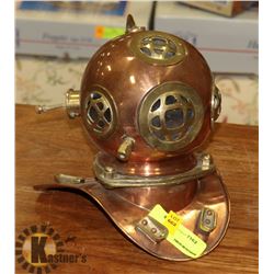 ORNAMENTAL BRASS AND COPPER DIVERS HELMET