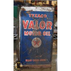 VINTAGE TEXACO VALOR 2 GALLON MOTOR OIL CAN