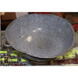 LARGE GRANITE WARE STEEL BOWL