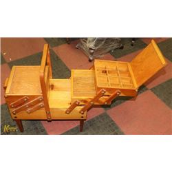 VINTAGE DECO WOOD SEWING BOX.