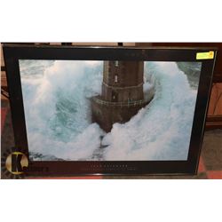 JEAN GUICHARD FRAMED PICTURE OF LIGHTHOUSE