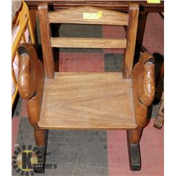 VINTAGE WOOD KIDS ROCKING CHAIR WITH HORSE