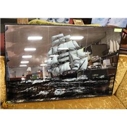 MIRRORED SHIP FRAMED WALL ART