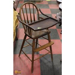 ANTIQUE WOODEN HIGH CHAIR.