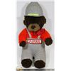Image 1 : CN RAIL VINTAGE TEDDY BEAR IN STRIPED COVERALLS