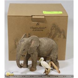 THE NATURAL WORLD HANDPAINTED ELEPHANT FIGURE.
