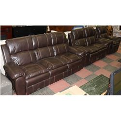 NEW BROWN LEATHERETTE RECLINING 2 PC 86" SOFA WITH
