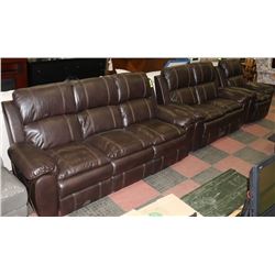 NEW BROWN LEATHERETTE RECLINING 2 PC 86" SOFA WITH