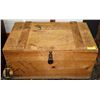 Image 1 : OLD WOODEN CRATE WITH ANTIQUE PADLOCK. ESTATE
