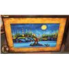 Image 1 : FRAMED LAKE SCENE PAINTING.
