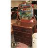 Image 1 : VINTAGE WOOD DRESSER WITH MIRROR.