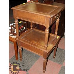 PAIR OF WOOD SIDE TABLES WITH DRAWER,