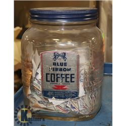 VINTAGE BLUE RIBBON CONTAINER WITH PREMIUM