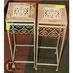 PAIR OF CERAMIC & METAL PLANT STANDS - SOME WARE.