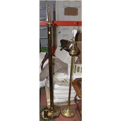 LOT OF 2 ASSORTED BRASS FLOOR LAMPS NO SHADES
