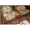 Image 1 : WICKER AND BAMBOO LOVESEAT 57" , CHAIR AND OTTOMAN