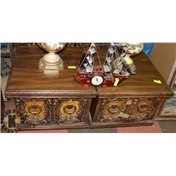 PAIR OF VINTAGE WOOD SIDE TABLES WITH BOTTOM