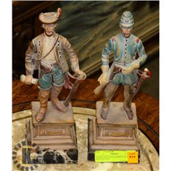 PAIR OF VINTAGE MARBLE BASED STATUETTES.