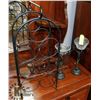 Image 1 : LOT W/ WINE RACK & CRACKLE GLASS CANDLE HOLDERS.