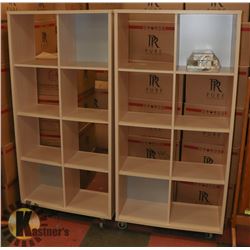 LOT OF 2 CUBED SHELVES ON WHEELS