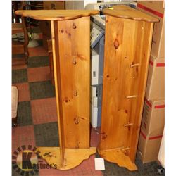 LOT OF 2 PINE WALL HANGING COAT RACKS. FURNITURE