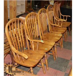 ESTATE LOT OF 5 OAK CHAIRS. FURNITURE