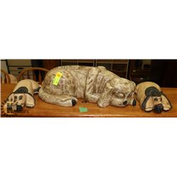 LOT OF 3 WOOD CARVED DOG ORNAMENTS