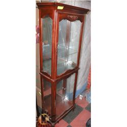 WOOD & GLASS CABINET, 24"X12"X72".