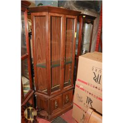 WOOD & GLASS CABINET, 35"X11"X70.5"