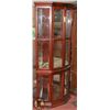 Image 1 : WOOD & GLASS CORNER CABINET, 31"X18"X72".
